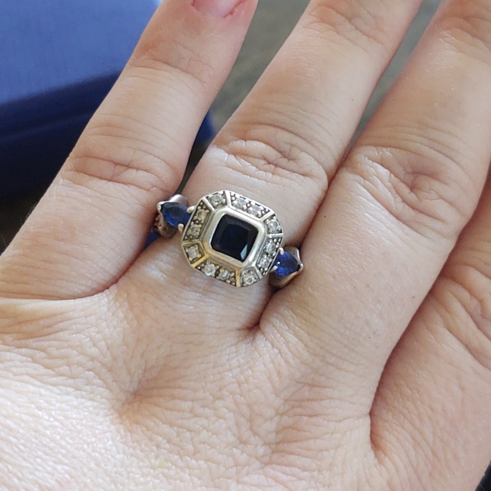 Sterling Silver Lab Sapphire ring SZ 6